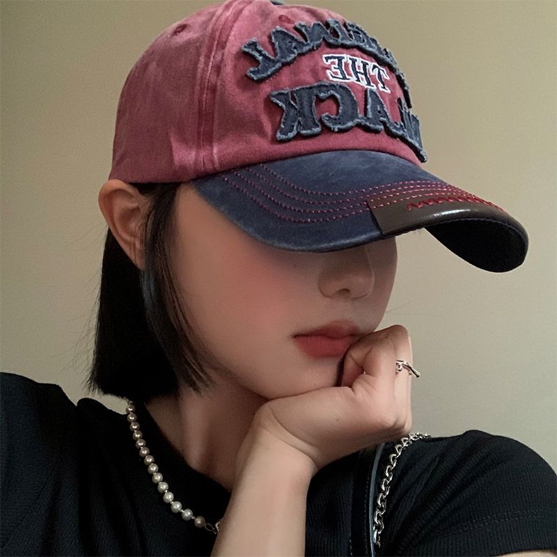 棒球帽子女春秋季美式寬檐水洗做舊顯臉小深頂大頭圍遮陽鴨舌帽男