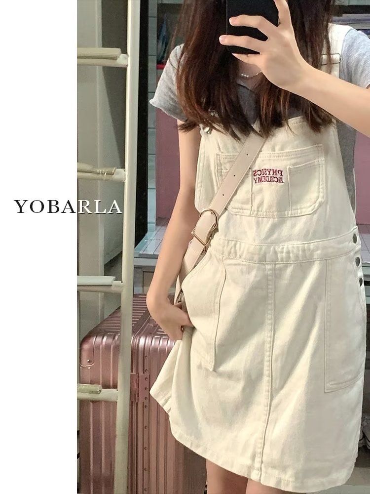 Salt denim suspender shorts for women 2023 summer new design high-waisted slimming age-reducing loose jumpsuit pants