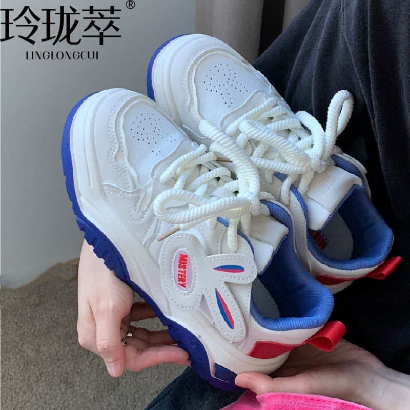 超軟女鞋小白鞋女2023夏季新款小香風休閒鞋厚底小眾設計感板鞋女