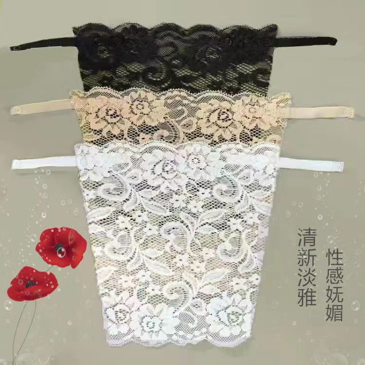 防走光一片式蕾絲女士抹胸神器無痕精緻短款性感無肩帶隱形文胸