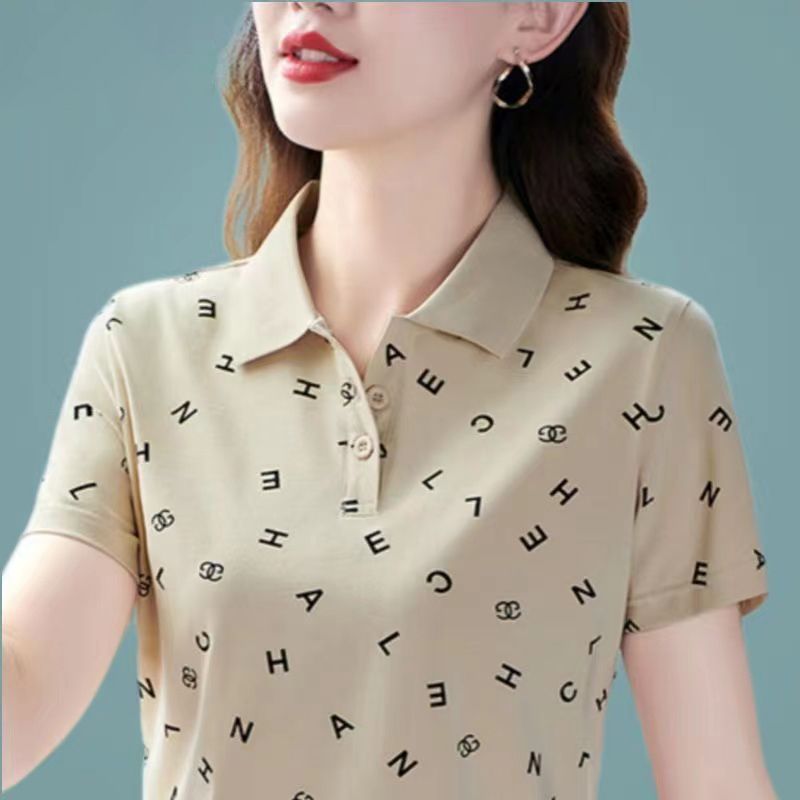 撿漏~外貿尾單大牌剪標撤櫃短袖t恤女翻領polo衫洋氣減齡上衣