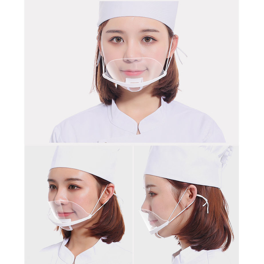 50 smiling transparent masks catering masks anti-fog kitchen restaurant saliva chef anti-saliva droplets plastic masks