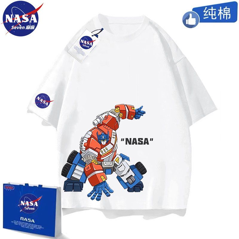 NASA联名变形金刚衣服男童夏季纯棉T恤透气擎天柱短袖中大童半袖