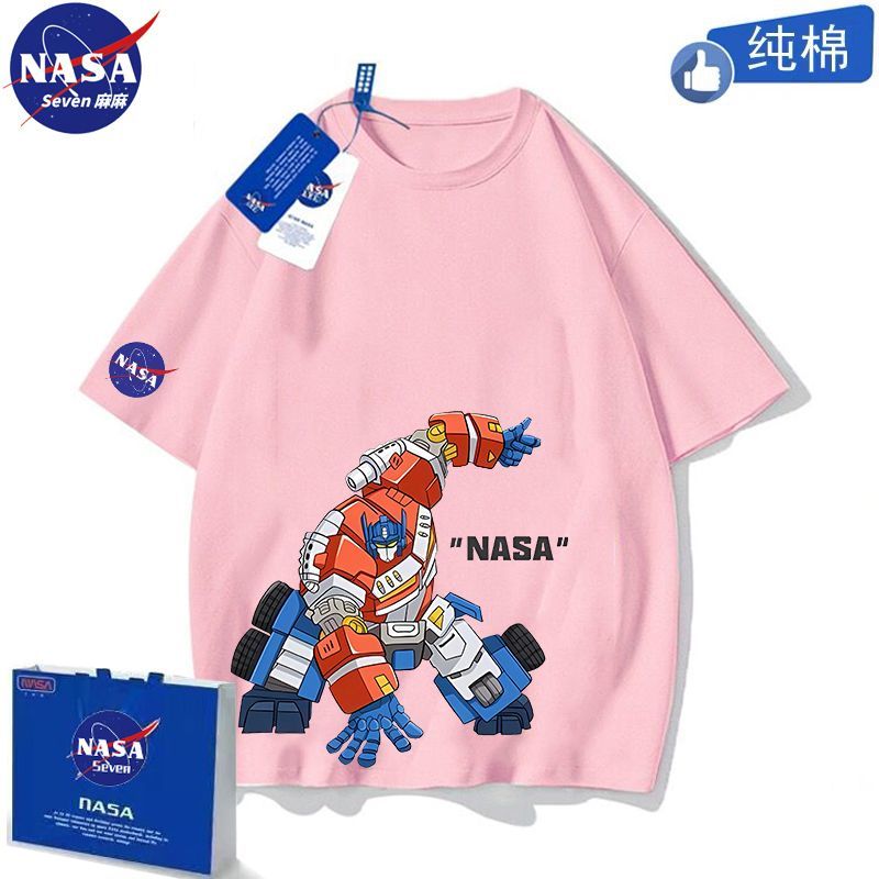 NASA联名变形金刚衣服男童夏季纯棉T恤透气擎天柱短袖中大童半袖