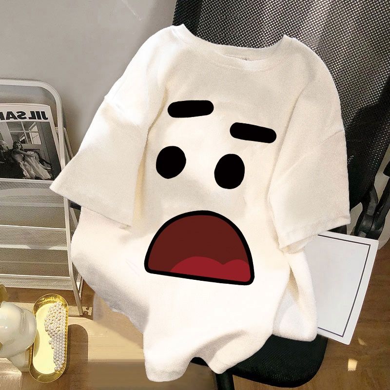 100 pure cotton white short-sleeved T-shirts for men and women summer half-sleeved Hong Kong chic loose and slim student tops couple wear