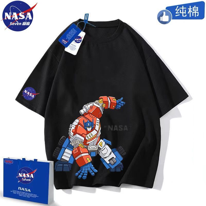 NASA联名变形金刚衣服男童夏季纯棉T恤透气擎天柱短袖中大童半袖