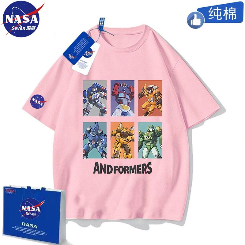 NASA联名变形金刚衣服男童夏季纯棉T恤透气擎天柱短袖中大童半袖