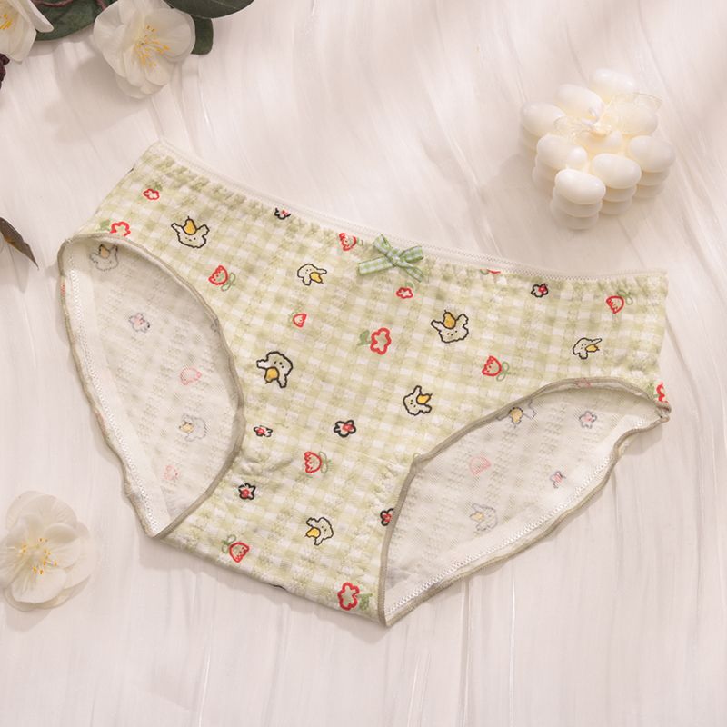  new pure cotton girl underwear female students cute Japanese style cotton crotch mid-waist large size breathable briefs