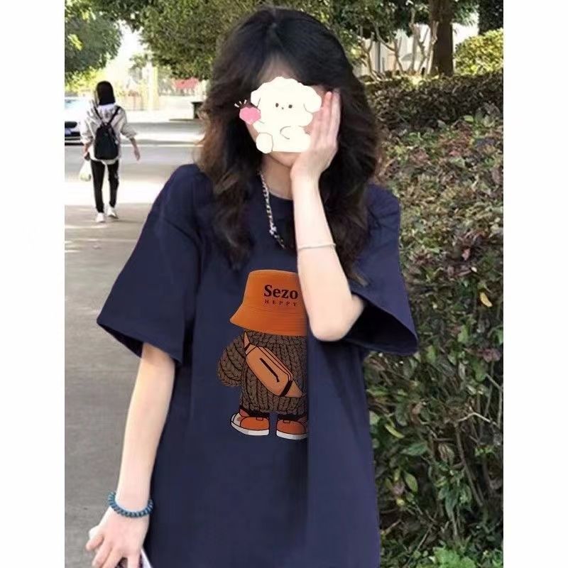 100%純棉短袖t恤潮牌半袖女夏2023新款設計感小眾寬鬆百搭上衣ins