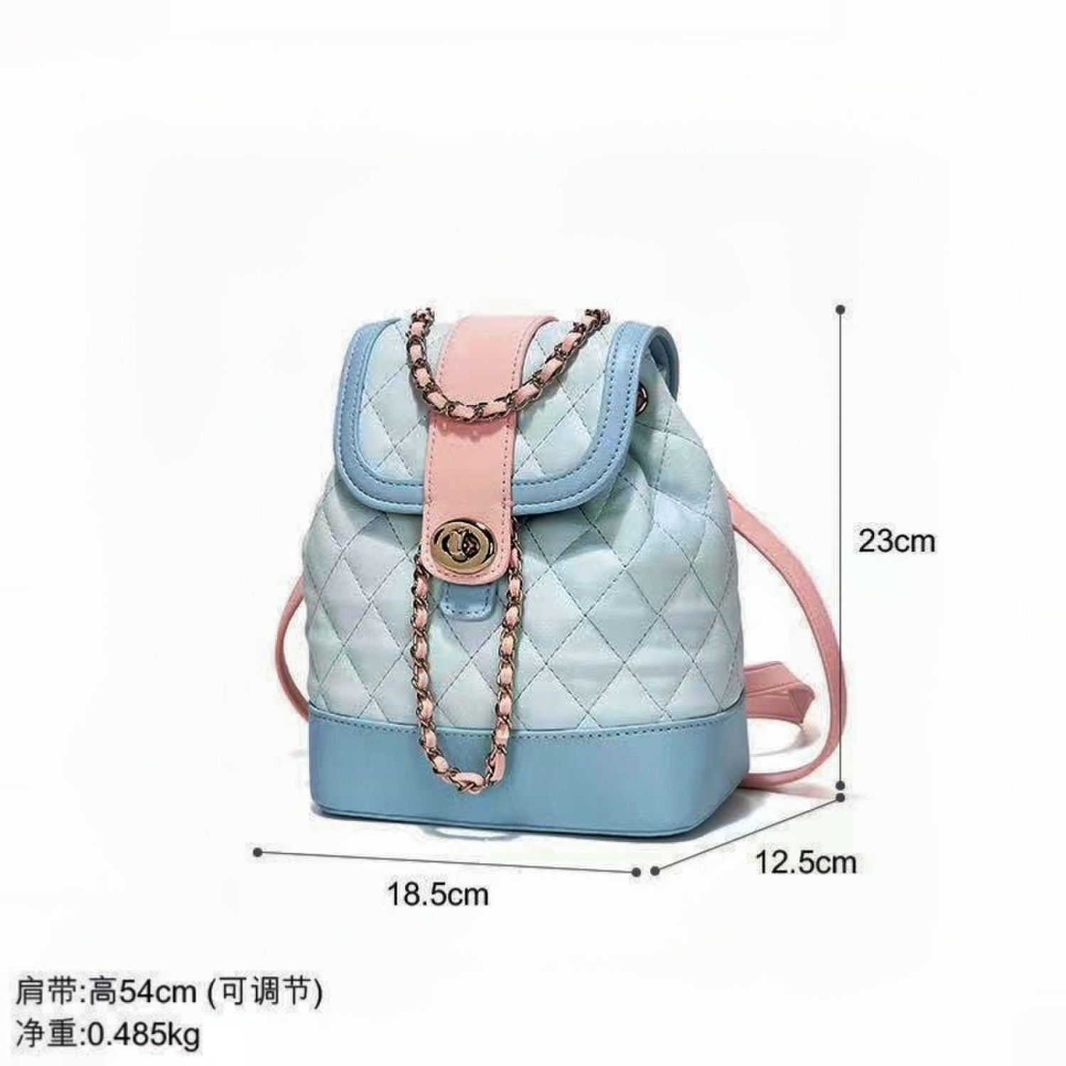 Xiaoxiangfeng rhombus contrasting color backpack 2023 new bag women's high-end large-capacity cross-body chain small backpack