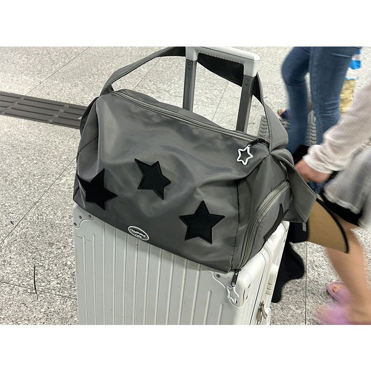 y2k包包不規則星星銀色瑜伽斜挎包單肩包女大容量健身托特包挎包