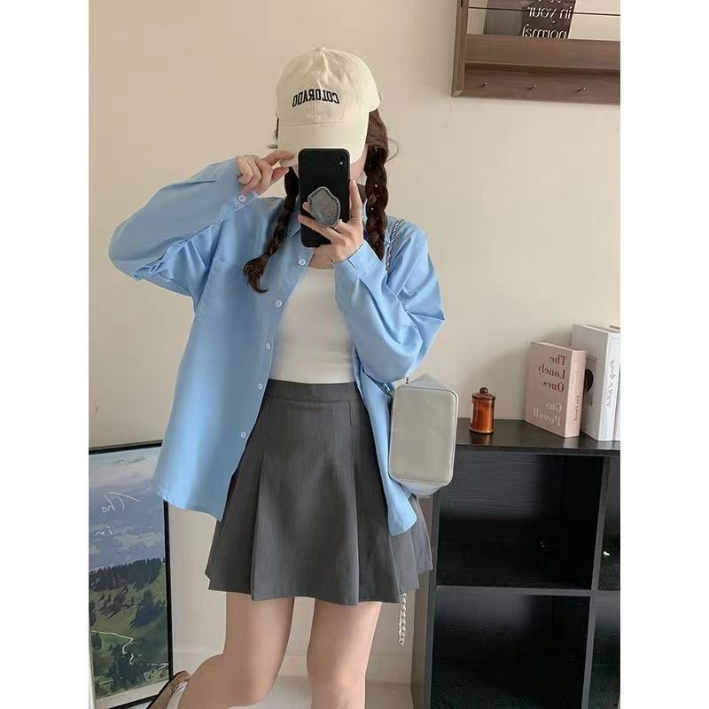 格瑞吉奧春秋新款長袖白色襯衫女百搭顯瘦設計感小眾襯衣防曬上衣