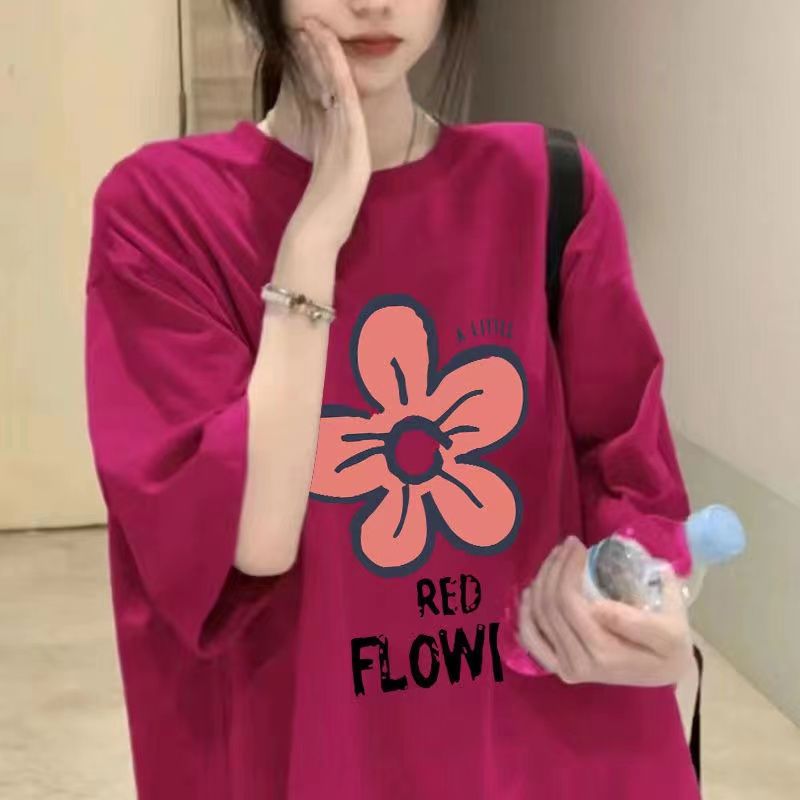 Vibe sweet and spicy 100% cotton short-sleeved T-shirt women's ins trendy all-match white sister dress American half-sleeved 2023 summer