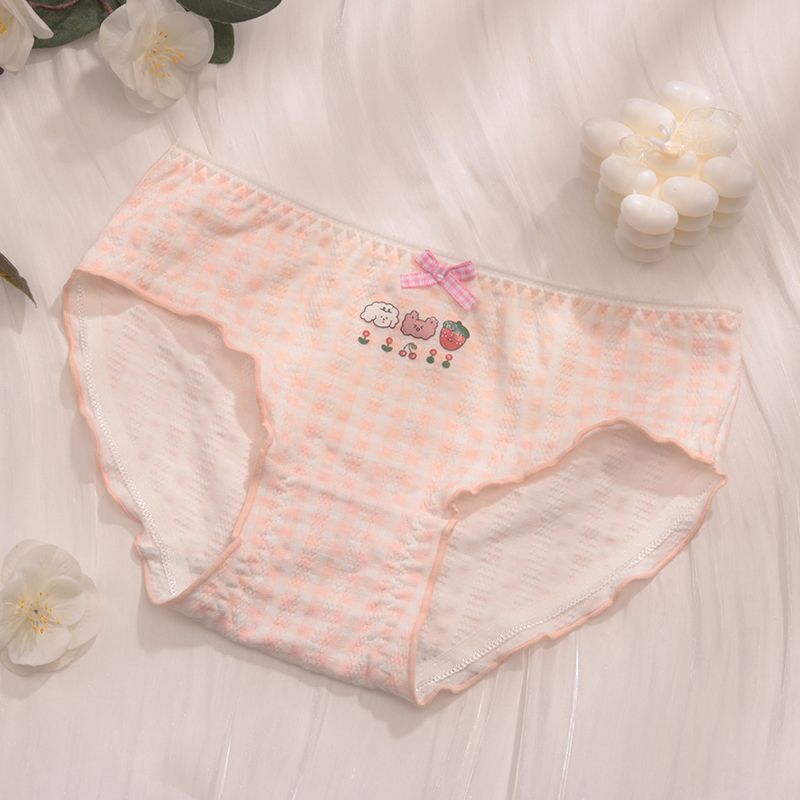  new pure cotton girl underwear female students cute Japanese style cotton crotch mid-waist large size breathable briefs