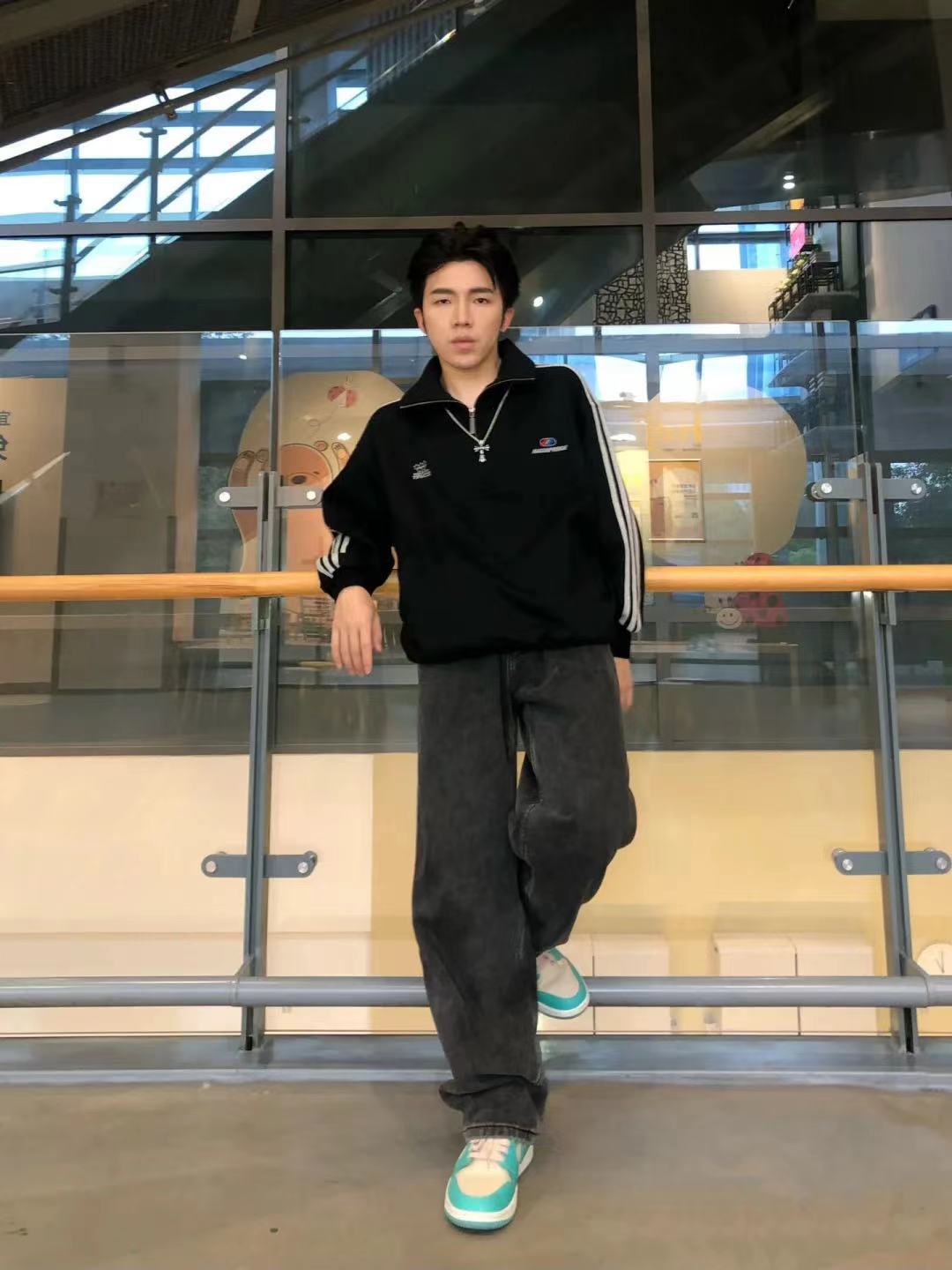 美式黑灰水洗墜感闊腿牛仔褲男寬鬆直筒百搭休閒顯瘦拖地老爹長褲