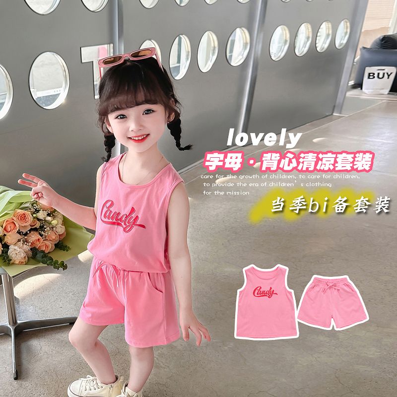 Girls Suits  New Summer Sports Style Summer Clothes Baby Summer Clothes Little Girls Shorts Two-piece Set