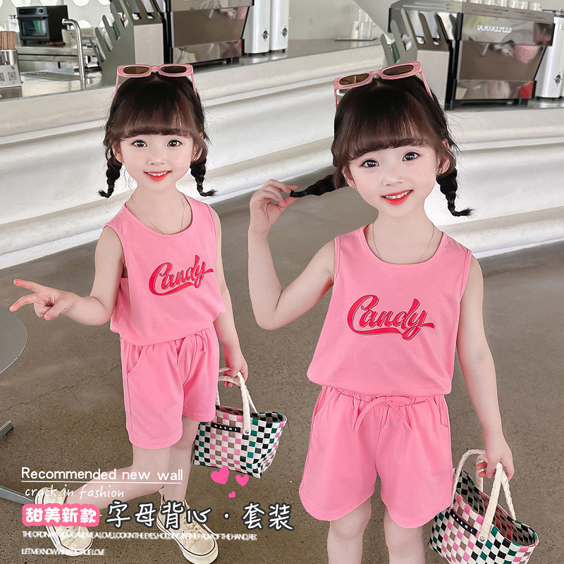 Girls Suits  New Summer Sports Style Summer Clothes Baby Summer Clothes Little Girls Shorts Two-piece Set