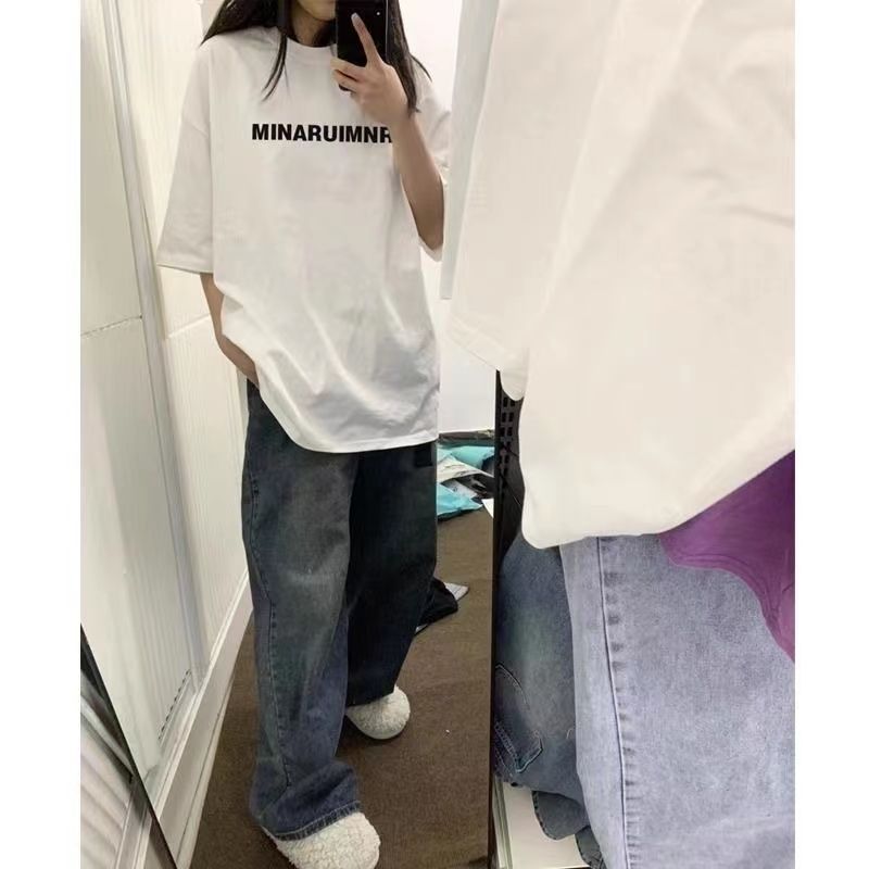 100%純棉夏季美式港風hiphop短袖t恤女學生半袖新款別致白色上衣