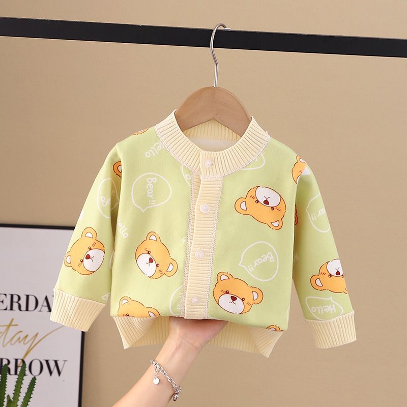 Off-season children's fleece sweater  girls autumn boys winter cardigan girls coat base suit