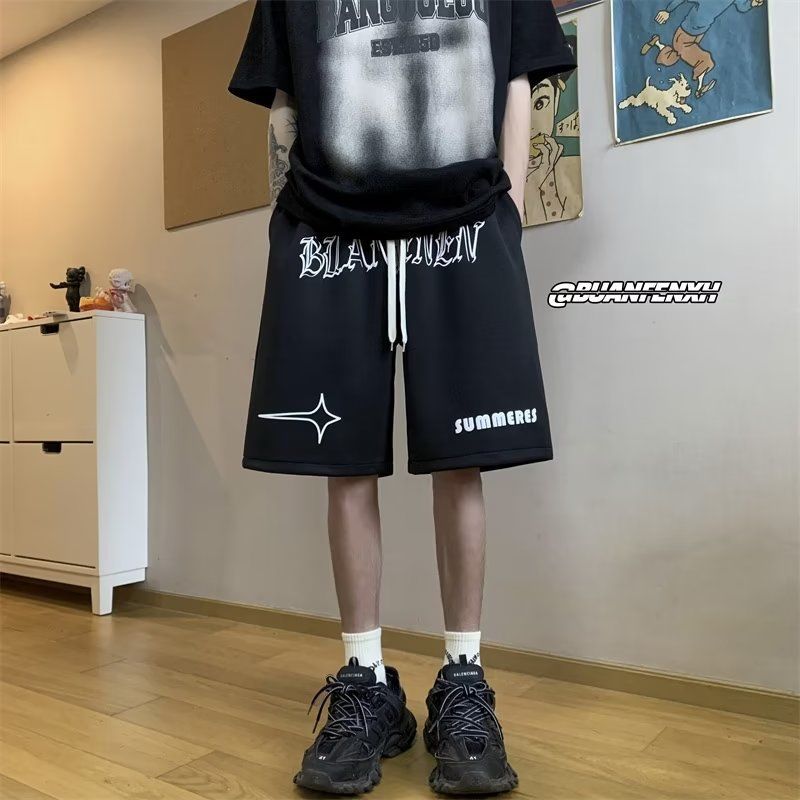 hiphop美式多巴胺字母短褲男女夏季寬鬆休閒籃球外穿五分褲ins潮