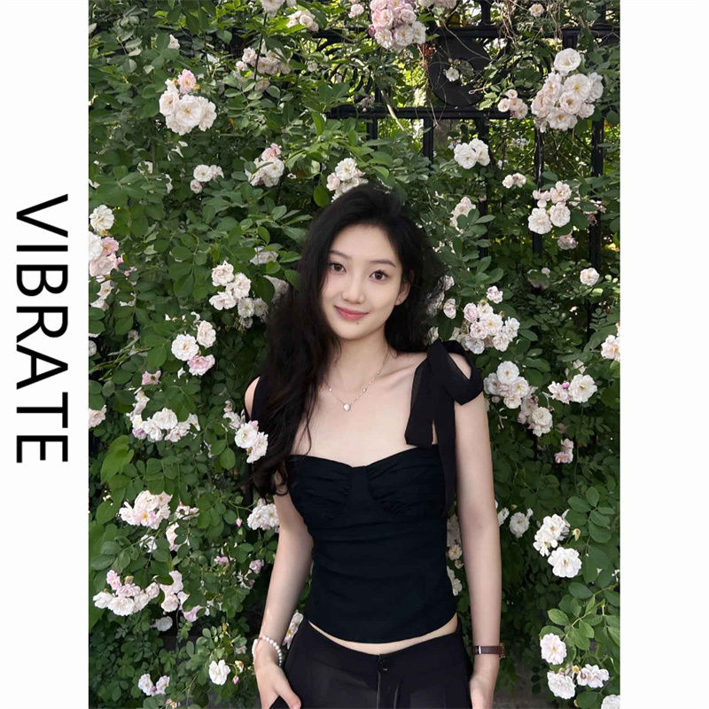 VIBRATE吊帶背心女夏季小眾設計高級感打底衫辣妹短款抹胸上衣ins