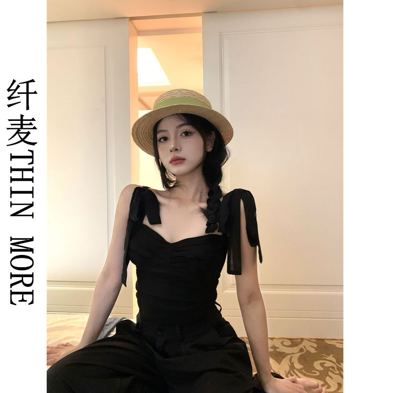 Xianmai THIN MORE hot girl wearing tube top camisole women's summer black slimming top ins gentle