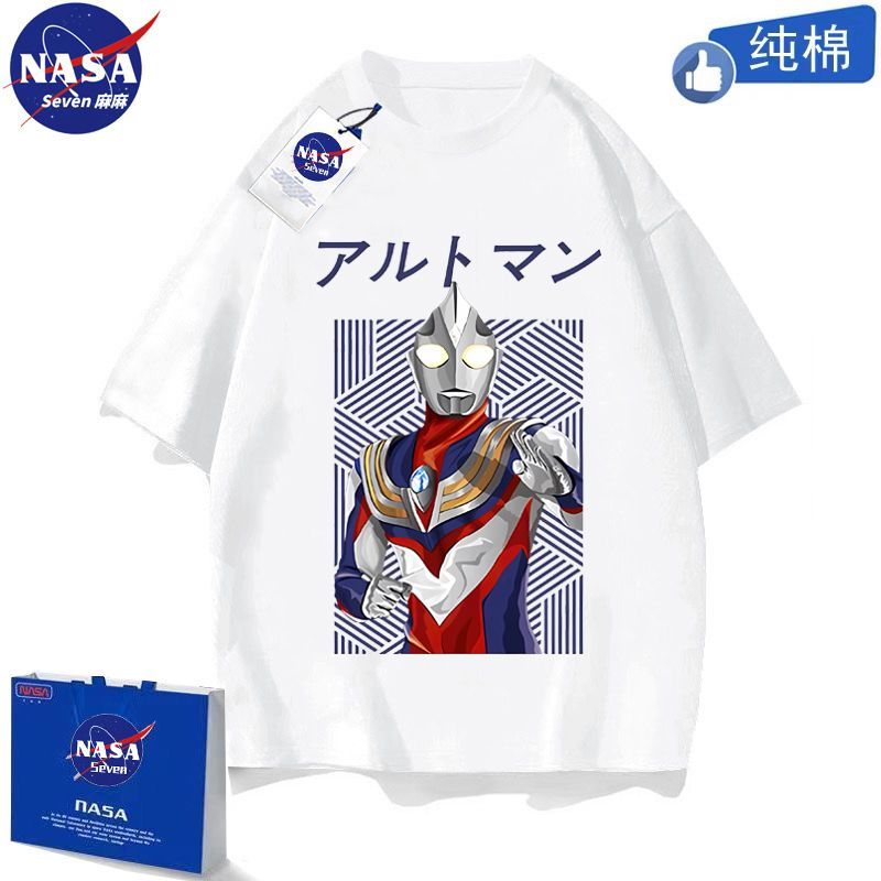 NASA joint cotton T-shirt boys summer Ultraman Tiga cartoon cartoon Teliga short-sleeved medium and large children's clothing