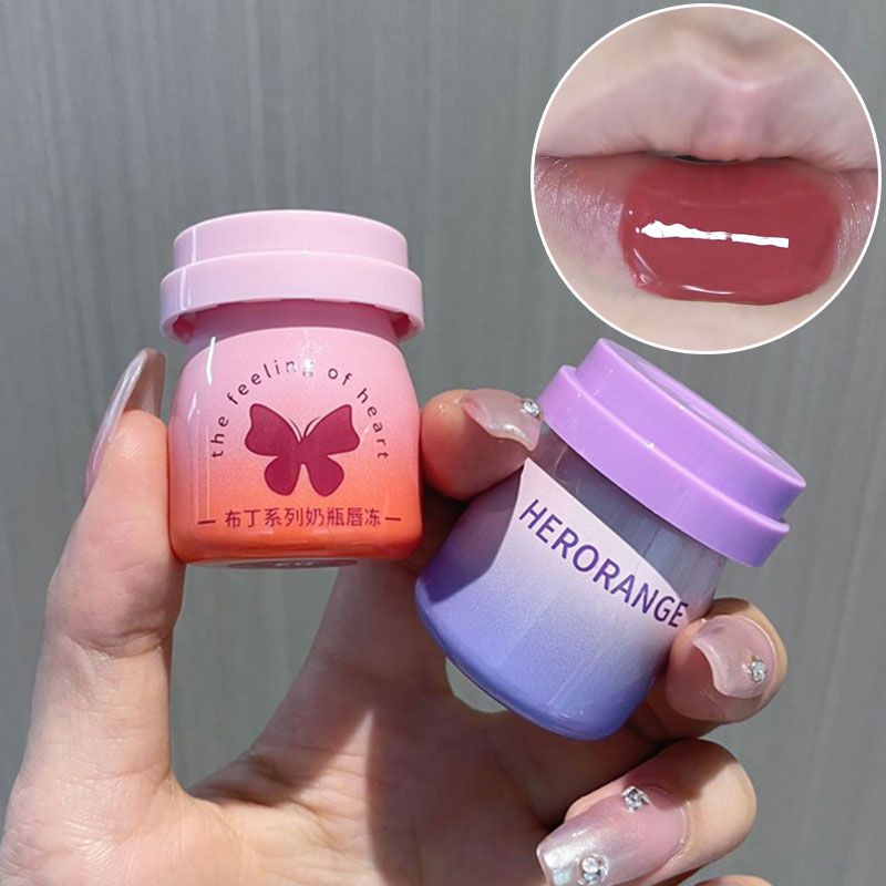 純欲茶凍~小奶瓶鏡面水光唇釉固體唇凍質地唇膜保濕滋潤印章唇蜜