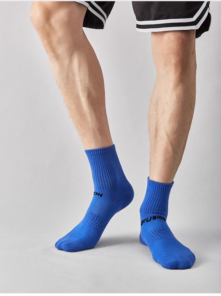 Mid-calf Basketball Socks For Men Shock Absorbing Breathable White_voghion.com