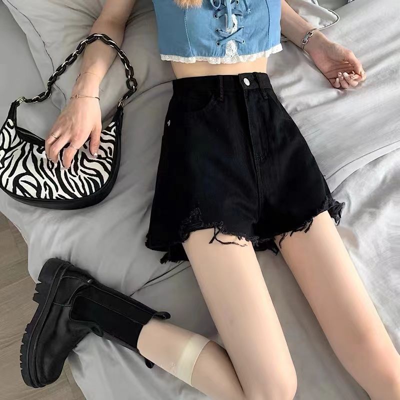 夏高腰顯瘦闊腿寬鬆a字牛仔短褲女2023新款韓版熱褲潮ins夏天薄款