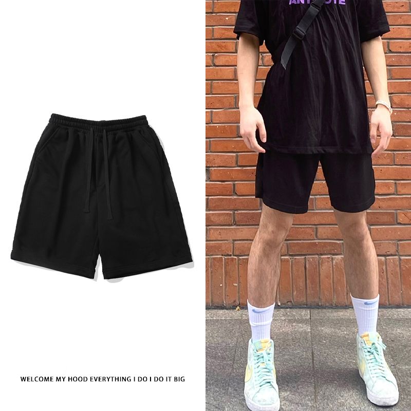 美式vintage潮牌純色運動短褲男女夏季百搭街頭寬鬆情侶五分褲男