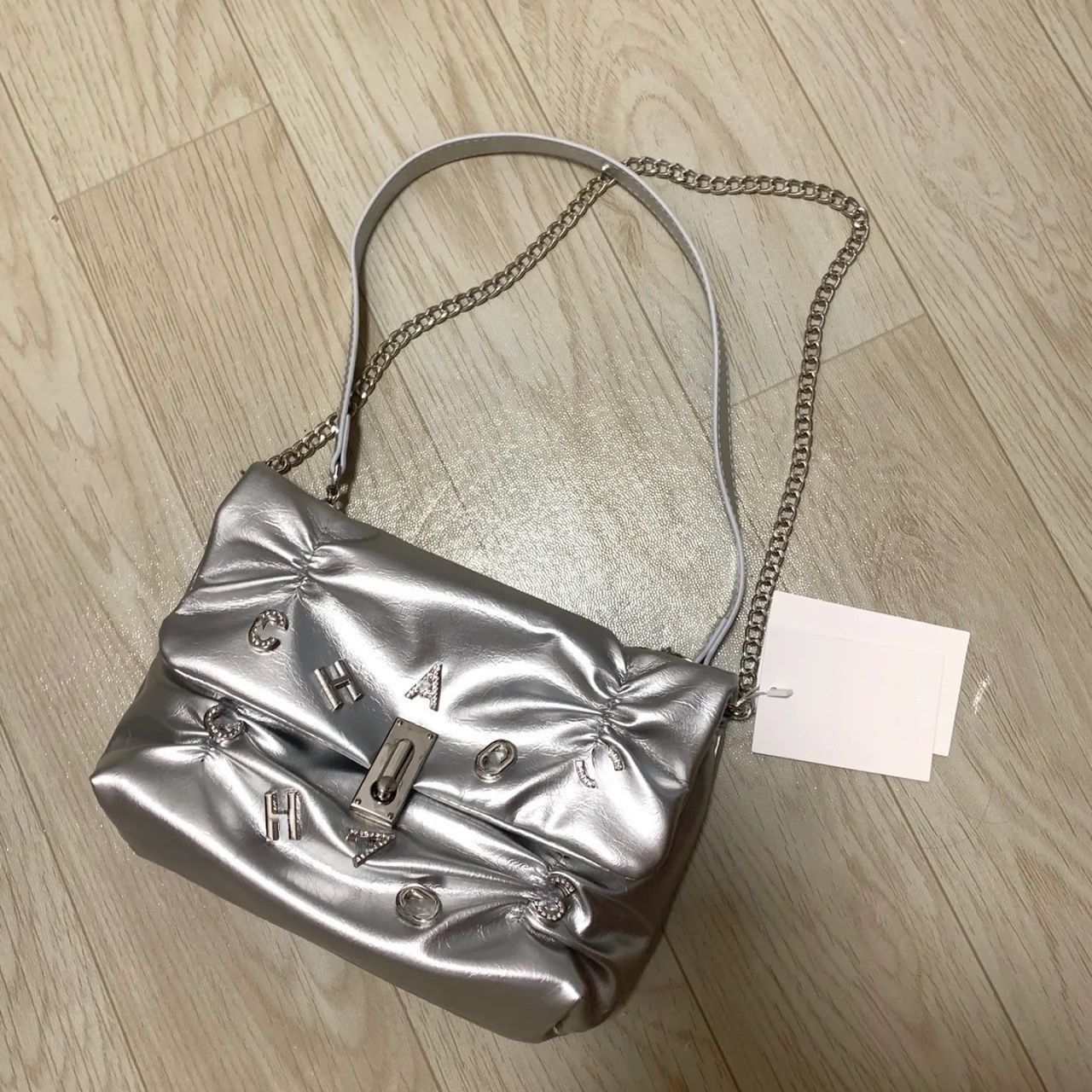 Niche letter rhinestone bag women's 2024 new fashion chain armpit bag versatile high-end texture shoulder bag