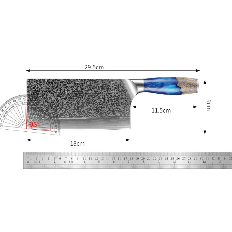 TEZHU Damast VG10 Stahl Multifunktions-Küchenmesser für Haushalt und Küche, zum Schneiden und Fleischschneiden_voghion.com