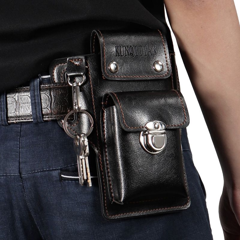 New anti-theft mobile phone waist bag for men, multi-functional belt mobile phone case, construction site mobile phone bag, vertical belt hanging bag