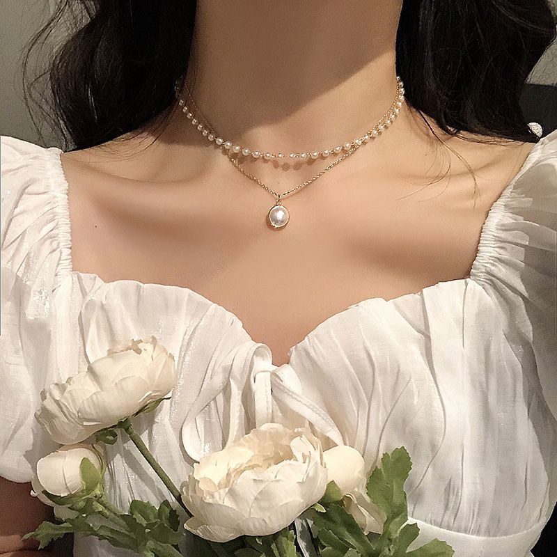 choker輕奢小眾復古ins高級雙層珍珠項鍊女潮鎖骨鏈頸帶脖子飾品