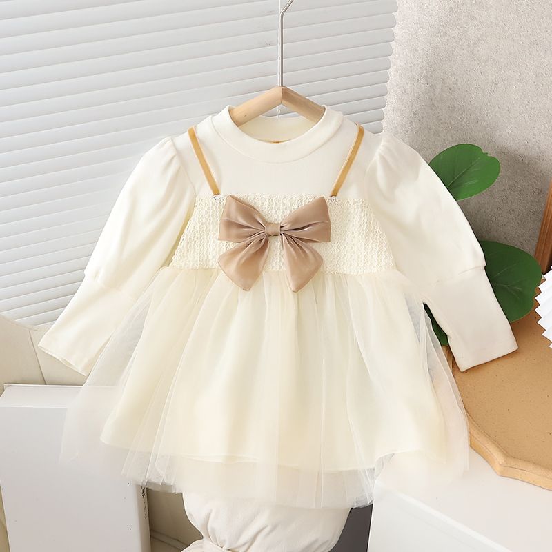 0-3 years old girls spring and autumn dress baby children's clothing long-sleeved cute sweet skirt fashionable baby princess dress