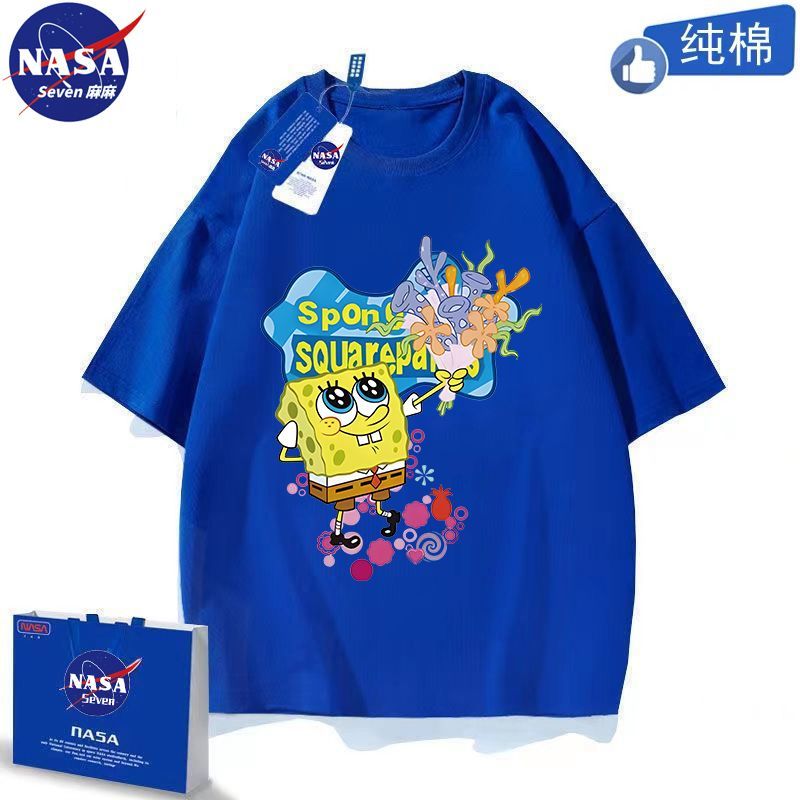 NASA pure cotton children's t-shirt men's summer cartoon SpongeBob SquarePants Patrick Star short-sleeved style cute children's clothing half-sleeved