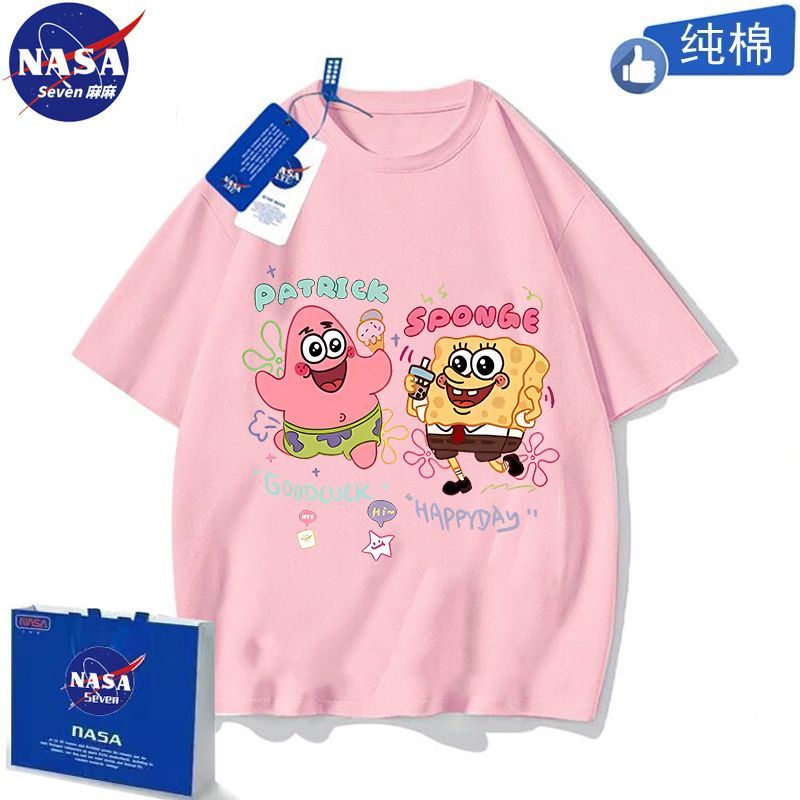 NASA海綿寶寶T恤兒童夏季韓版卡通派大星短袖男女孩學生中大童裝