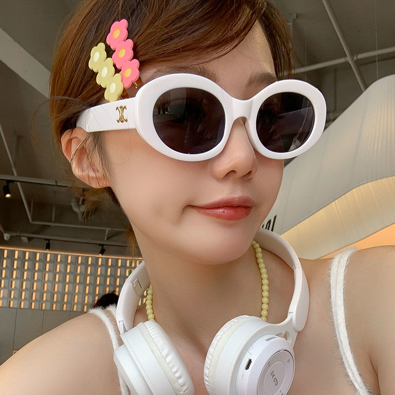 小紅書同款復古凱旋白色墨鏡2023新款潮女防紫外線高級感太陽眼鏡