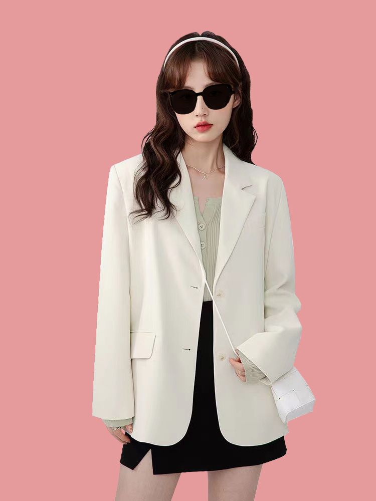 Small off-white suit jacket for women spring and autumn new Korean style loose casual versatile fashionable suit top