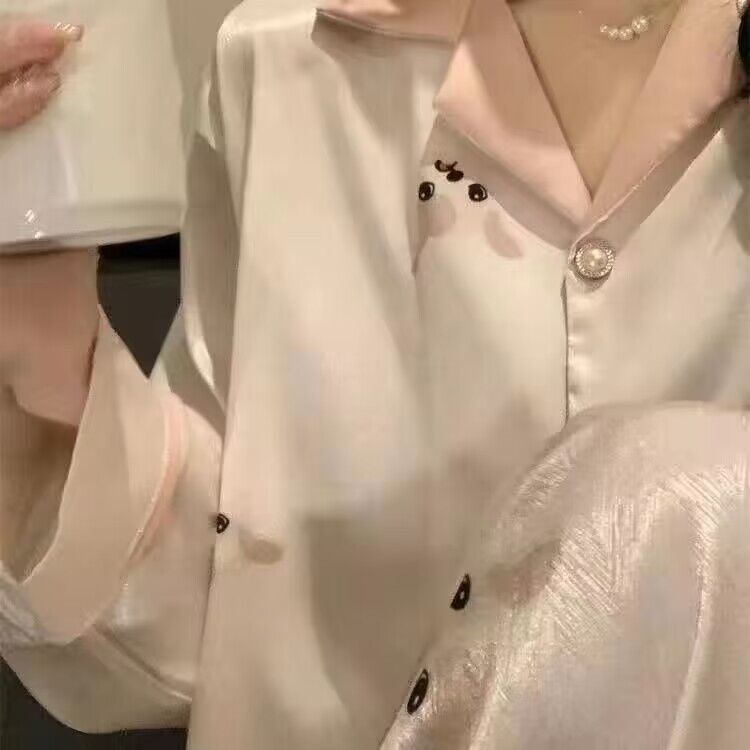 冰絲睡衣女春秋新款長袖甜美薄款夏天可外穿仿冰絲大碼家居服套裝
