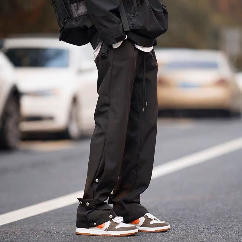 冲锋裤男夏季户外机能风男生排扣裤子美式高街设计感直筒休闲长裤