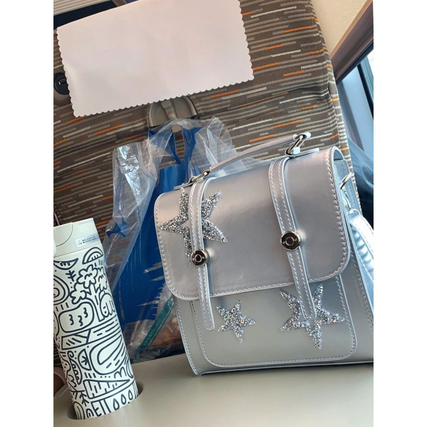 Niche design shiny star silver multiple carrying methods 2024 new niche designer multi-functional backpack