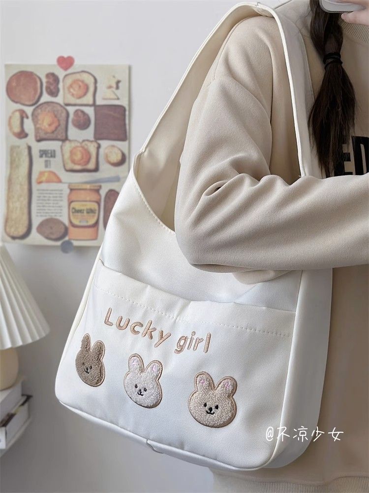 ins風帆布包女大容量學生上課單肩托特包休閒可愛百搭少女小清新