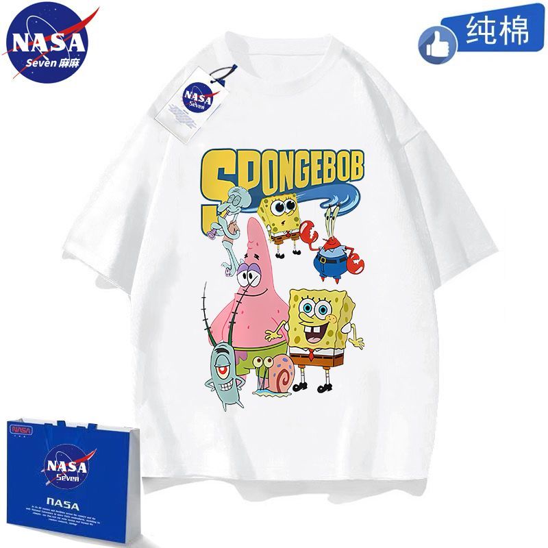 NASA children's cotton T-shirt summer cartoon Spongebob Squarepants Patrick Star short-sleeved western style Internet celebrity medium and large children's half-sleeve