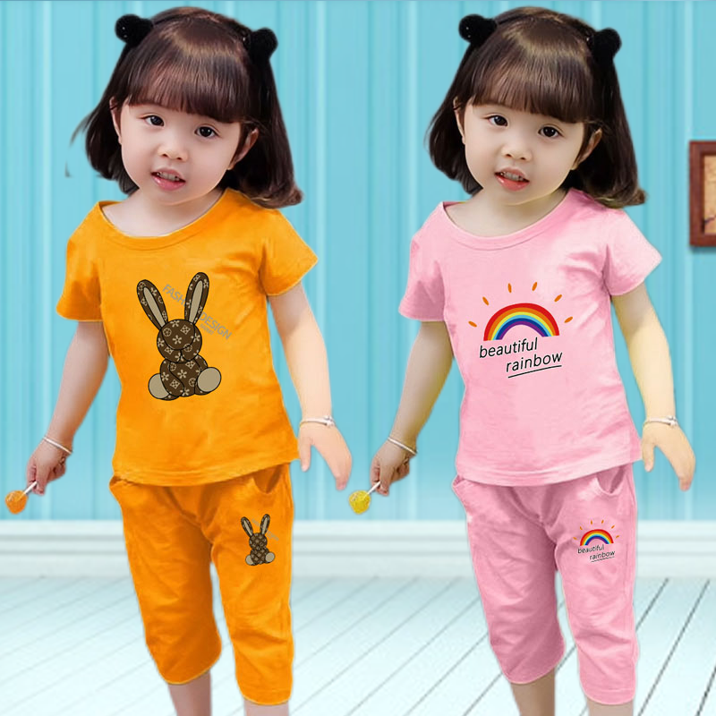 100%純棉女童套裝短袖夏裝1兒童2女孩3歲寶寶4夏季5新款6衣服