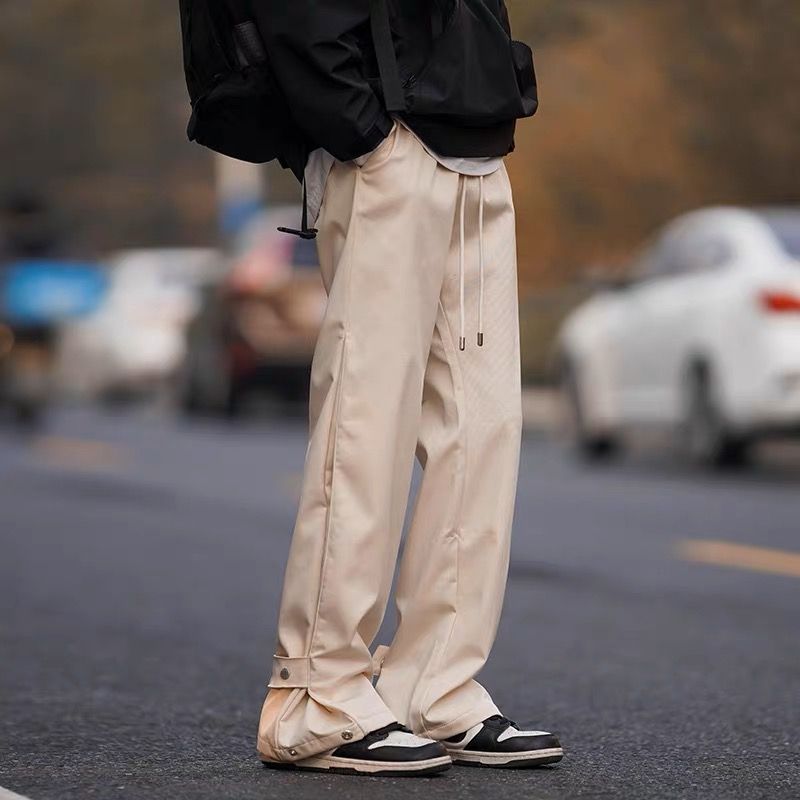 冲锋裤男夏季户外机能风男生排扣裤子美式高街设计感直筒休闲长裤