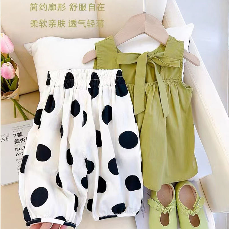 女童阔腿裤夏装套装夏季2023新款韩版洋气时髦宝宝夏季吊带两件套