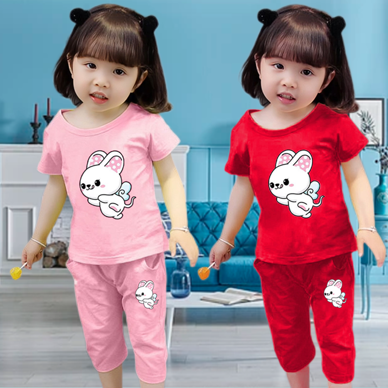 100%純棉短袖兩件套女童套裝夏裝1兒童2女孩3歲寶寶4夏季5新款