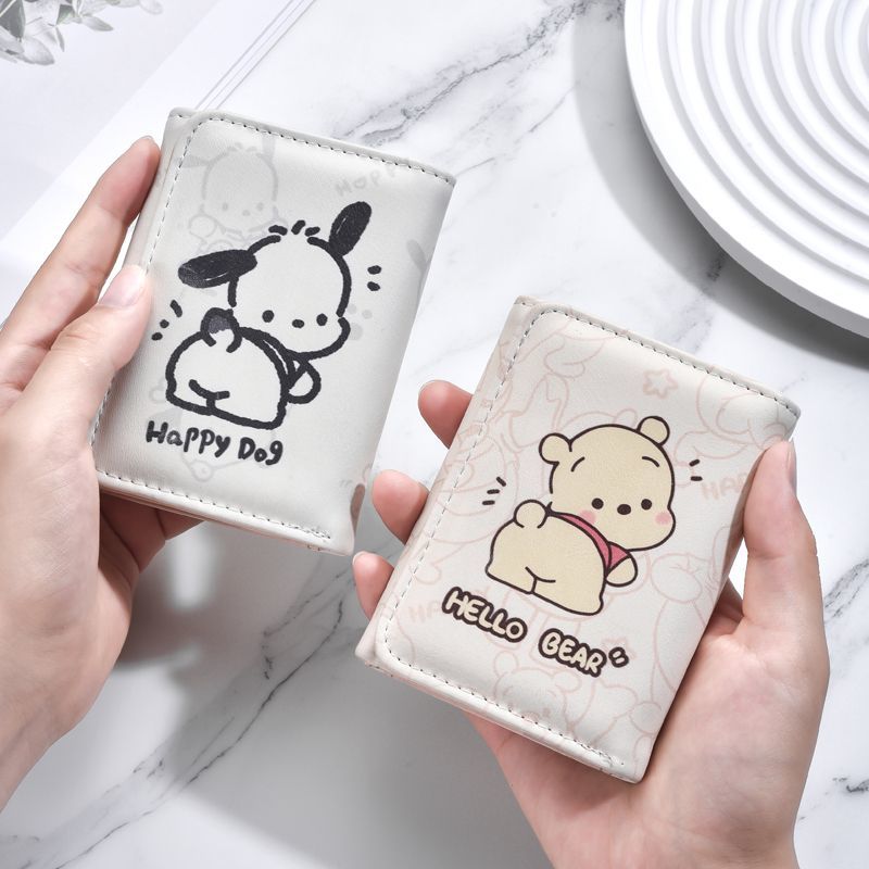 Tri-fold wallet female niche personality high-end cute cartoon small coin purse student short folding wallet card bag